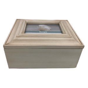 Cottage White Picture Frame Top Velvet Lined Box
